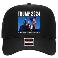 Trump 2024 Never Surrender Trump Assassinated High Crown Mesh Back Trucker Hat