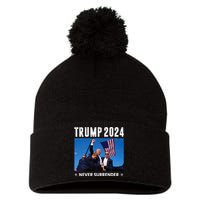 Trump 2024 Never Surrender Trump Assassinated Pom Pom 12in Knit Beanie