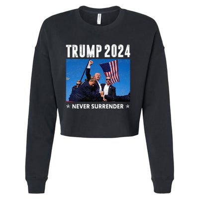 Trump 2024 Never Surrender Trump Assassinated Cropped Pullover Crew