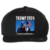 Trump 2024 Never Surrender Trump Assassinated Wool Snapback Cap