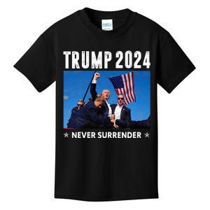 Trump 2024 Never Surrender Trump Assassinated Kids T-Shirt