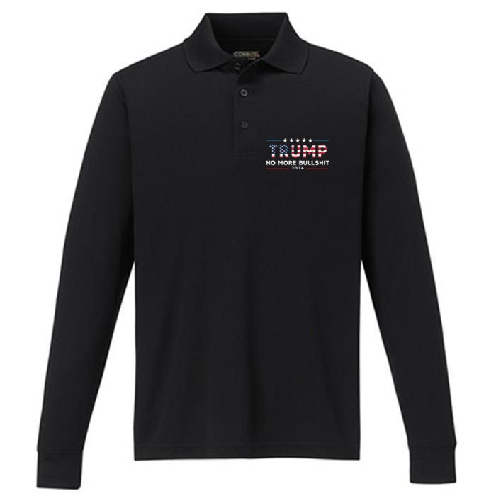 Trump 2024 No More Bullshit Political Performance Long Sleeve Polo