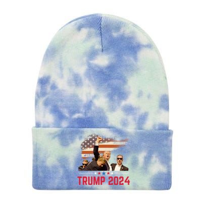 Trump 2024 Outlaw Hillbilly J.D.Vance 2024 Donald Trump Tie Dye 12in Knit Beanie