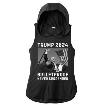 Trump 2024 Our President Our Fighter Ladies PosiCharge Tri-Blend Wicking Draft Hoodie Tank