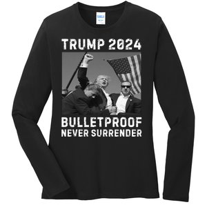 Trump 2024 Our President Our Fighter Ladies Long Sleeve Shirt