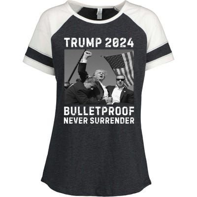 Trump 2024 Our President Our Fighter Enza Ladies Jersey Colorblock Tee