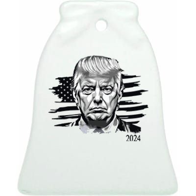 Trump 2024 Outlaw President Trump Not Guilty Ceramic Bell Ornament