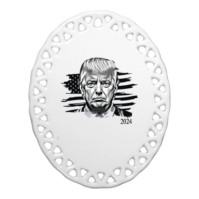 Trump 2024 Outlaw President Trump Not Guilty Ceramic Oval Ornament