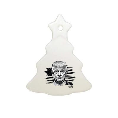 Trump 2024 Outlaw President Trump Not Guilty Ceramic Tree Ornament