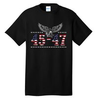 Trump 2024 President 45 And 47 American Flag Trump 2024 Tall T-Shirt