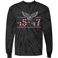 Trump 2024 President 45 And 47 American Flag Trump 2024 Tie-Dye Long Sleeve Shirt