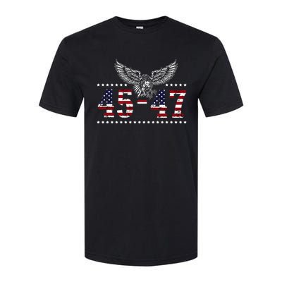 Trump 2024 President 45 And 47 American Flag Trump 2024 Softstyle CVC T-Shirt