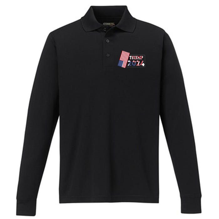 Trump 2024 Patriotic Theme Performance Long Sleeve Polo