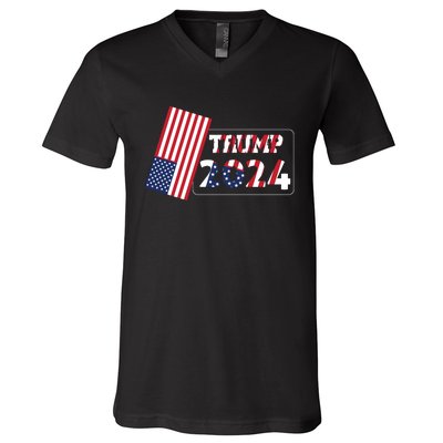 Trump 2024 Patriotic Theme V-Neck T-Shirt