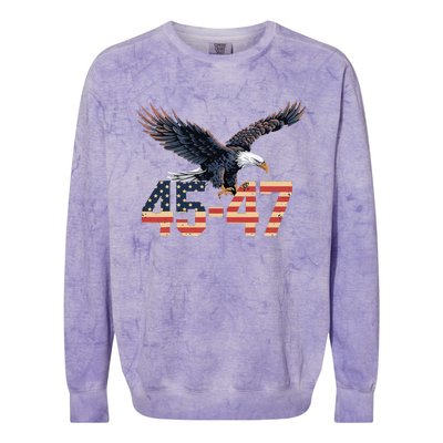 Trump 2024 President 45 And 47 American Flag Colorblast Crewneck Sweatshirt