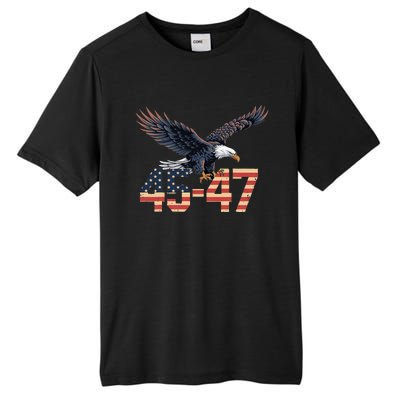 Trump 2024 President 45 And 47 American Flag Tall Fusion ChromaSoft Performance T-Shirt