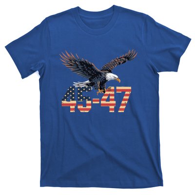 Trump 2024 President 45 And 47 American Flag T-Shirt