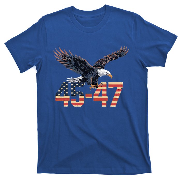 Trump 2024 President 45 And 47 American Flag T-Shirt