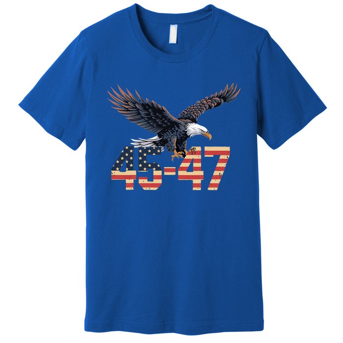 Trump 2024 President 45 And 47 American Flag Premium T-Shirt