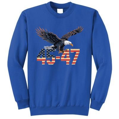 Trump 2024 President 45 And 47 American Flag Tall Sweatshirt