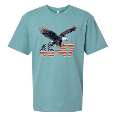 Trump 2024 President 45 And 47 American Flag Sueded Cloud Jersey T-Shirt