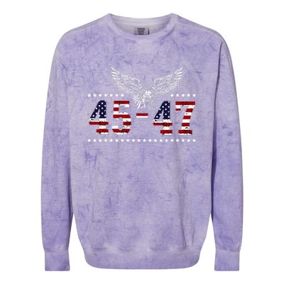 Trump 2024 President 45 And 47 American Flag Trump 2024 Colorblast Crewneck Sweatshirt