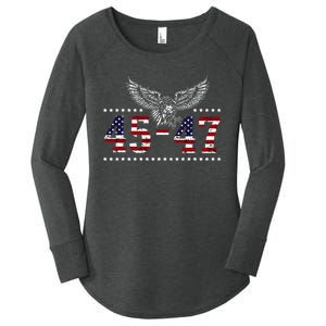 Trump 2024 President 45 And 47 American Flag Trump 2024 Women's Perfect Tri Tunic Long Sleeve Shirt