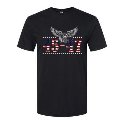 Trump 2024 President 45 And 47 American Flag Trump 2024 Softstyle CVC T-Shirt