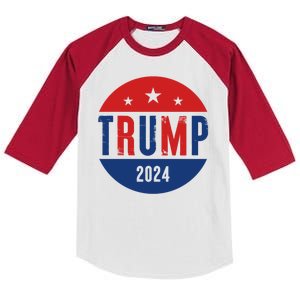 Trump 2024 Presidential Election Logo Kids Colorblock Raglan Jersey