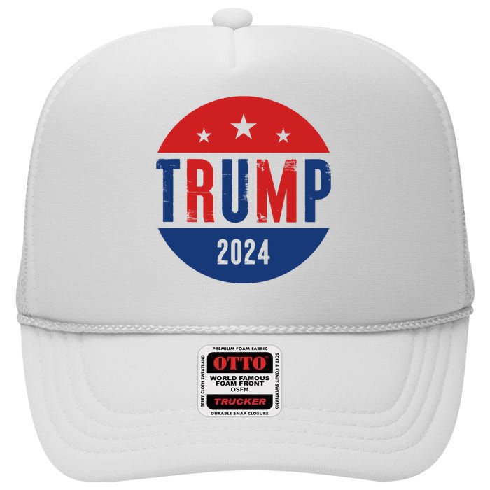 Trump 2024 Presidential Election Logo High Crown Mesh Back Trucker Hat