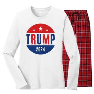 Trump 2024 Presidential Election Logo Women's Long Sleeve Flannel Pajama Set 