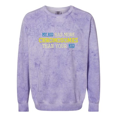 Trisomy 21 Parents Down Syndrome Awareness Gift Colorblast Crewneck Sweatshirt