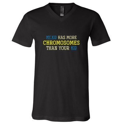 Trisomy 21 Parents Down Syndrome Awareness Gift V-Neck T-Shirt