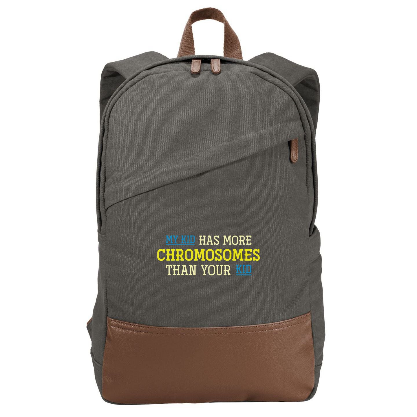 Trisomy 21 Parents Down Syndrome Awareness Gift Cotton Canvas Backpack