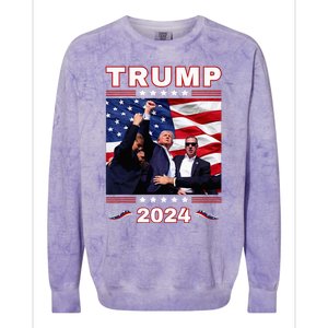 Trump 2024 Pennsylvania Rally Fist Raised American Flag Colorblast Crewneck Sweatshirt