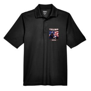 Trump 2024 Pennsylvania Rally Fist Raised American Flag Men's Origin Performance Pique Polo