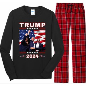 Trump 2024 Pennsylvania Rally Fist Raised American Flag Long Sleeve Pajama Set