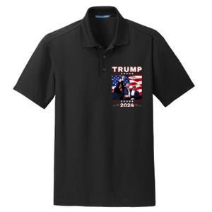 Trump 2024 Pennsylvania Rally Fist Raised American Flag Dry Zone Grid Polo