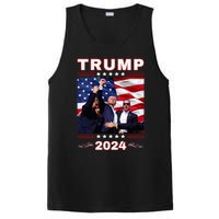 Trump 2024 Pennsylvania Rally Fist Raised American Flag PosiCharge Competitor Tank