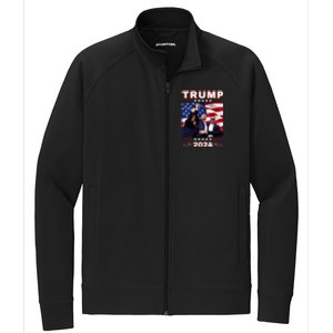 Trump 2024 Pennsylvania Rally Fist Raised American Flag Stretch Full-Zip Cadet Jacket