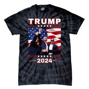 Trump 2024 Pennsylvania Rally Fist Raised American Flag Tie-Dye T-Shirt