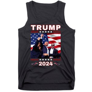 Trump 2024 Pennsylvania Rally Fist Raised American Flag Tank Top