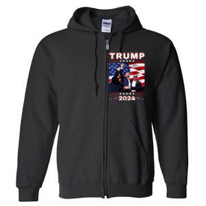 Trump 2024 Pennsylvania Rally Fist Raised American Flag Full Zip Hoodie