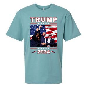 Trump 2024 Pennsylvania Rally Fist Raised American Flag Sueded Cloud Jersey T-Shirt