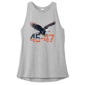 Trump 2024 President 45 And 47 American Flag Trump 2024 Ladies PosiCharge Tri-Blend Wicking Tank