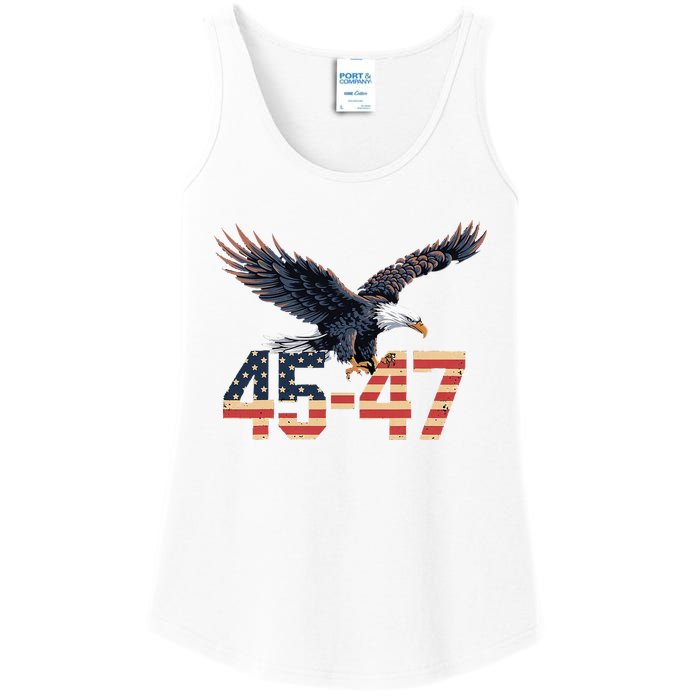 Trump 2024 President 45 And 47 American Flag Trump 2024 Ladies Essential Tank