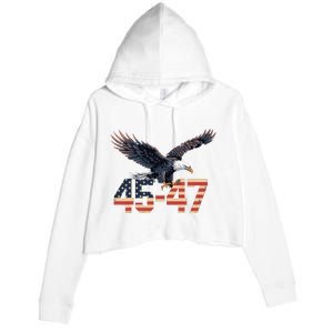 Trump 2024 President 45 And 47 American Flag Trump 2024 Crop Fleece Hoodie