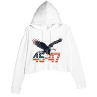 Trump 2024 President 45 And 47 American Flag Trump 2024 Crop Fleece Hoodie