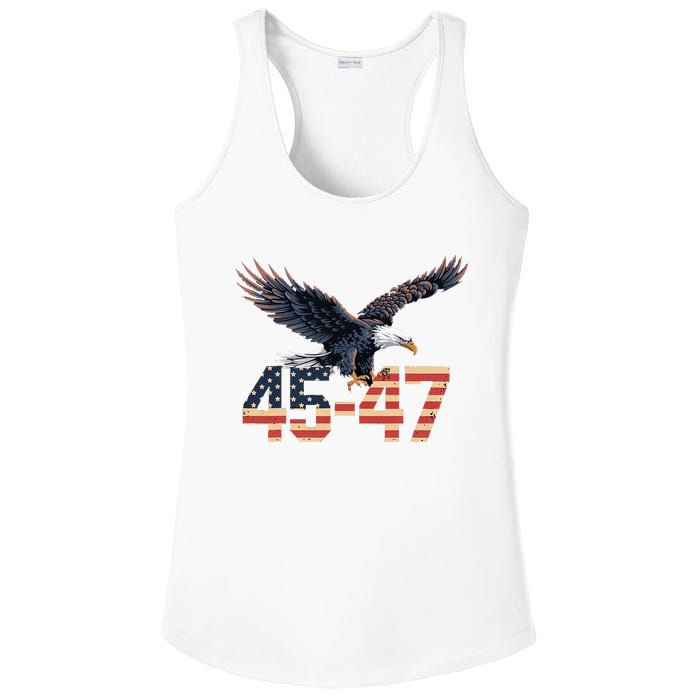 Trump 2024 President 45 And 47 American Flag Trump 2024 Ladies PosiCharge Competitor Racerback Tank