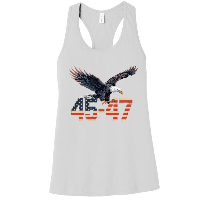 Trump 2024 President 45 And 47 American Flag Trump 2024 Women's Racerback Tank